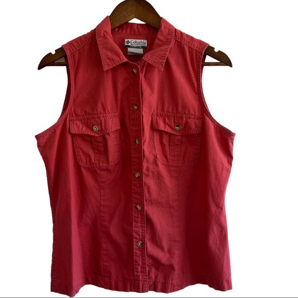Columbia Sportswear Salmon Button Up Vest w/ Chest Pockets Women's Large - Picture 1 of 16